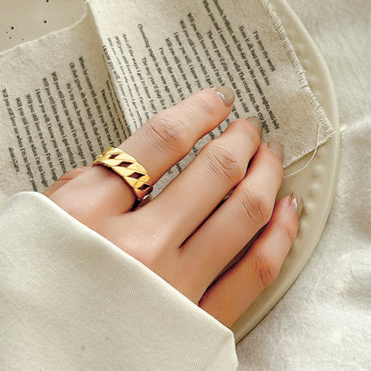 Stainless Steel 18K Gold-Plated  unisex chunky link Stainless Steel ring