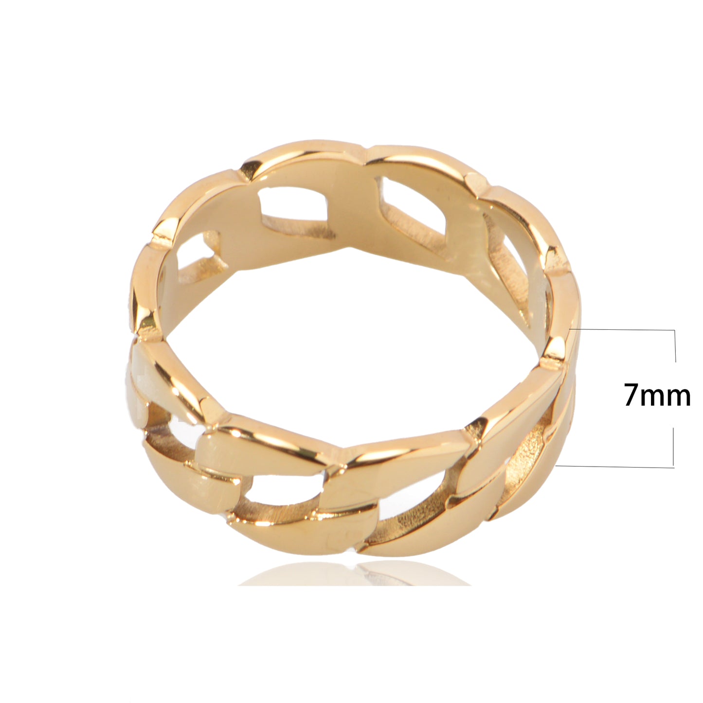 Stainless Steel 18K Gold-Plated  unisex chunky link Stainless Steel ring