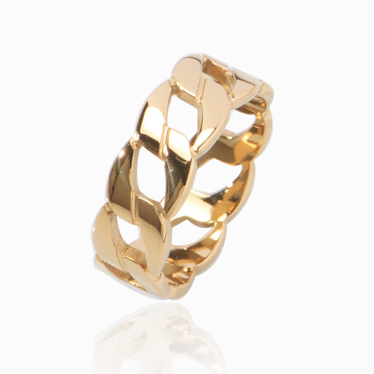 Stainless Steel 18K Gold-Plated  unisex chunky link Stainless Steel ring