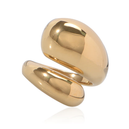 Oudisi Jewelry Stainless steel Plating 18K Gold Twisted Chunky Ring