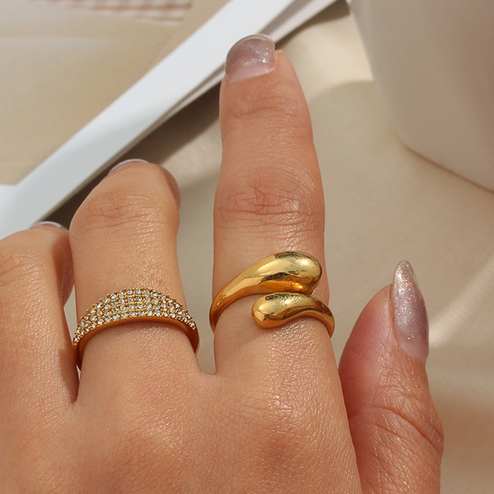 Oudisi Jewelry Stainless steel Plating 18K Gold Twisted Chunky Ring