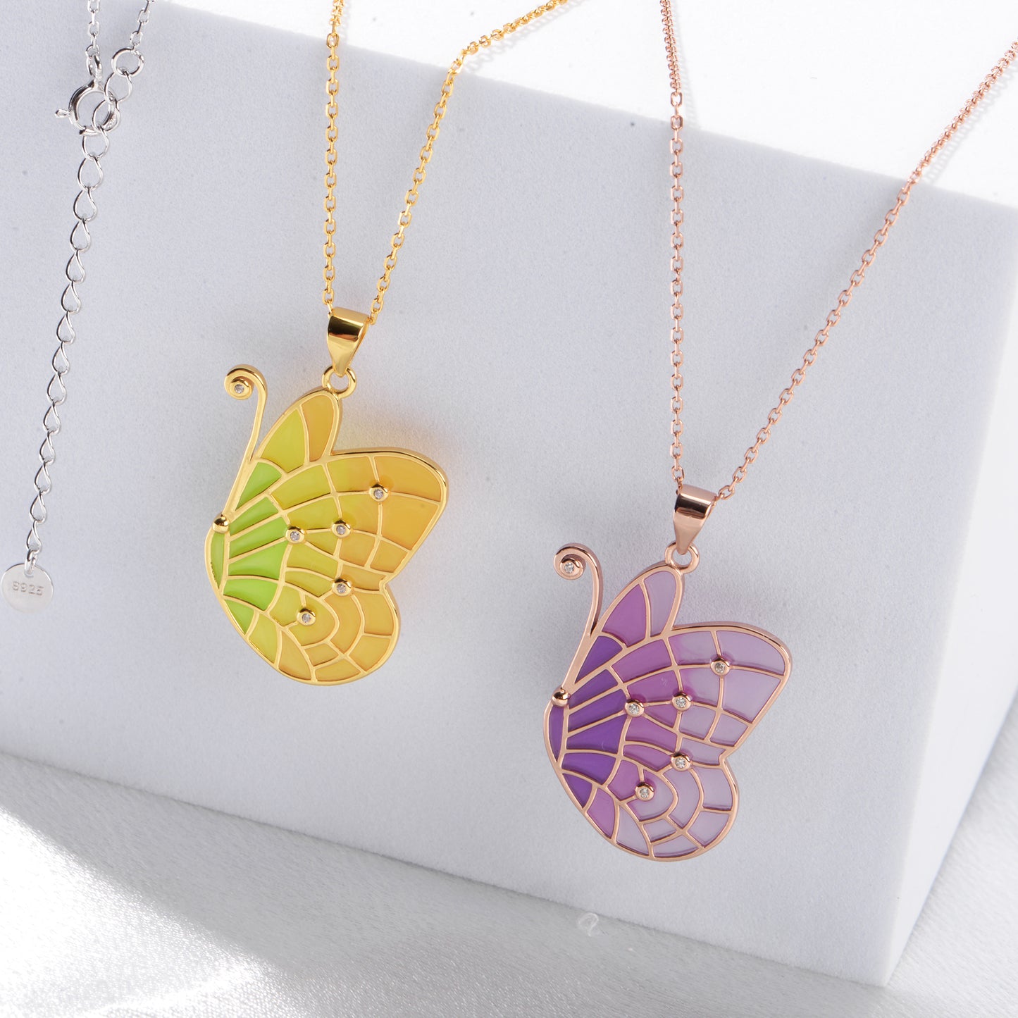 Butterfly 925 Sterling Silver Necklace Zircon Pendant Holiday Day Gift