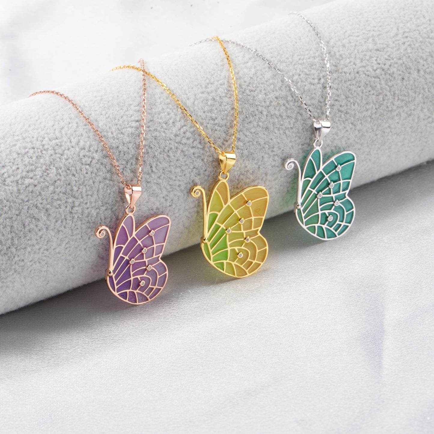 Butterfly 925 Sterling Silver Necklace Zircon Pendant Holiday Day Gift