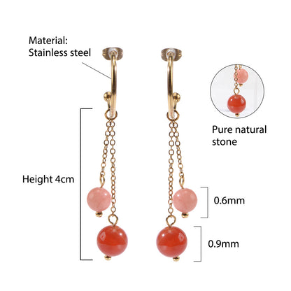 18K Gold-Plated Stainless Steel Nature Stone extension stack earrings