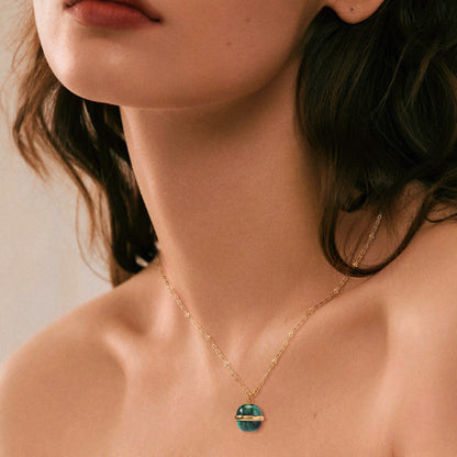 Natural Stone Stainless Steel Chain Necklace