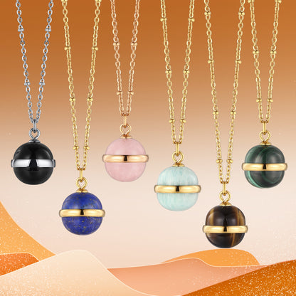 Natural Stone Stainless Steel Chain Necklace